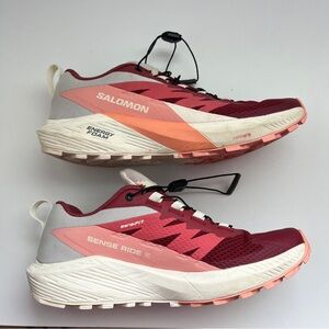 Salomon Women's Sense Ride Athletic Shoes - Burgundy and Coral, 6.5